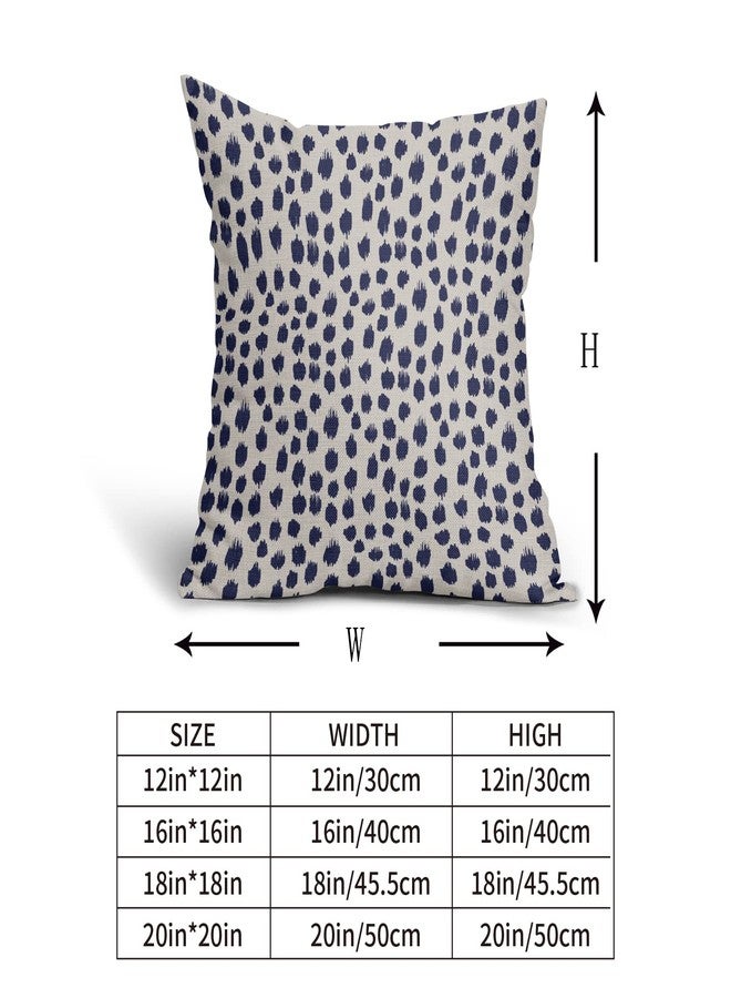 Sweetshow Navy Blue Cream Pillow Covers 18x18 Set of 2 Polka Dot Throw Pillows Outdoor Boho Design Brush Strokes Decorative Pillowcase Square Cushion Cover Linen Pillow Case for Home Sofa Couch Bed - Image 4